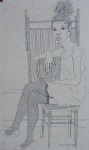 Edgar Koetz, desenho à nanquim, 1968, possui pequenos furos de traça na parte superior, emoldurado, 49x30cm