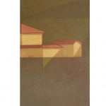 Carlos Scliar, vinil encerado sobre tela, paisagem XXXIX, Ouro Preto, 1982, emoldurado, 56x37cm