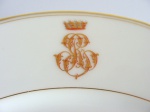Centrinho em porcelana monogramado com bordas douradas, final do século XIX, marcado  Jullien Fils Ainé, Paris, 5 x 22cm