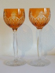 Par de cálices em cristal, Baccarat, laranja lapidados à mão, 19cm , 7cm