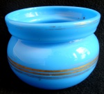 Bowl e opalina francesa com decoração em azul e dourado, 8x10cm