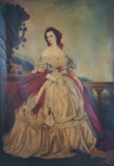 Anonimo pintura executada a oleo sobre tela representando Dama . - 217 x 142 cm. ( No estado )