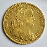 Moeda de ouro, Brasil - 6400 réis - 1810, Rio, tipo escasso, D. João Príncipe Regente. Flor de cunho