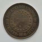 Moeda de bronze, Brasil - 40 réis - 1898, data rara. Soberba