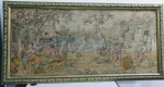 Grande e antigo quadro em GOBELIN  com cenas de cotidiano.emoldurado . Mede:  153 x 76 cm
