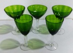 Três copos de sobremesa 13 cm,  e dois de vinho 13,5 CM cristal italiano verde 
