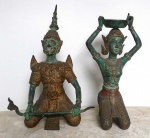 Casal de Guerreiros Taillandeses em bronze maciço. Belíssima peça. Altíssima Qualidade , super detalhada e pesada. Mede: 22 cm