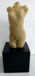 Escultura em Resina com base em madeira . Sem assinatura  Corpo nu .Mede: 34 cm com base e 21 sem a base.