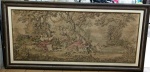 Grande e antigo quadro em GOBELIN com cenas de cotidiano.emoldurado . Mede: 153 x 76 cm