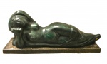 CESCHIATTI Alfredo - Maravilhosa e grande escultura em bronze cinzelado, tema: Guanabara, medindo: base 87 cm x 21 cm e escultura 82 cm x 33 cm