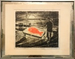 OSWALDO GOELDI - xilografia, tiragem PA, Peixe Vermelho, medindo: 27 cm x 24 cm e 44 cm x 35 cm