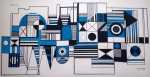 ROBERTO BURLE MARX - Gigantesco Tinta gráfica s/ panneaux, Estudo para azulejo, Maravilhoso, medindo: 2,70 m x 1,40 m