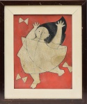 DACOSTA (Atribuído) - "Figura feminina", óleo sobre cartão. Med.: 33x26 cm. Obs.: peça não assinada, necessita restauro.