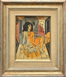 E. Di Cavalcanti - "Figura Feminina" - Acrílica sobre cartão, assinada e datada de 1947 no canto inferior direito. Med:. 31x24cm