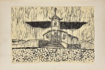 AGUILAR - "Igreja Nossa Senhora do Ó - Sabará", xilogravura, tiragem 198/750, assinada no canto inferior direito. Med.: 26,5x37  cm.