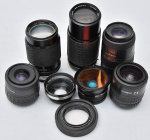 COLECIONISMO - Lote constando 8 peças para fotografia, antigas, sendo 5 lentes e 3 filtros. Obs.: no estado.