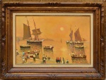 VINCENZO CENCIN - "Marinha, entardecer em Murano", O.S.M, assinado no canto inferior direito. Med.: 60x40 cm.