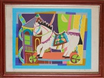TITO DE ALENCASTRO - "Cavalo de Circo", serigrafia colorida 189 /195, assinada no c.i.d., med. 66 x 47 cm.