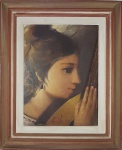 D´AVILA - "Perfil de Dama com Violão". O.s.t., 42 x 47 cm, assinado e datado no c.i. 85. Emoldurado.