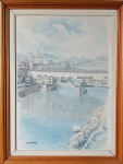 LACOSTA - litogravura italiana "Ponte Vecchio", tiragem aberta (offset) emoldurada. Med. 50 x 70 cm