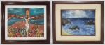 Dois quadros o.s.t.,  assinado Araujo Filho "Crucificação" med. 38 x 46 cm  e H. Neutig "Marinha" Med.30 x 40. Ambos emoldurados.
