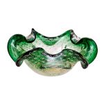 Bowl em vidro artístico de Murano modelo Cactus bulicante com inclusão de flocos de prata. Meds: 7,3 cm x 17,5 cm