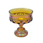 Baleiro em vidro prensado `carnival Glass` americano. Meds: 13,2 cm x 12,5 cm