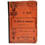 Opúsculo da peça Um Ballo in Maschera (uma bola mascarada) da estreia da peça de Verdi, em 1859, Melodramma In Ter Atti; 40 páginas; no estado.