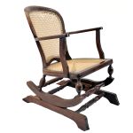 Cadeira de balanço em madeira nobre com assento e enconsto em palinha. Meds: 76,0 cm (alt) x 54,0 cm x 65,0 cm