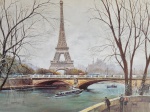 Gravura francesa colorida com imagem de TORRE EIFFEL/PARIS, em papel de alta qualidade. Medida 44x36cm