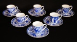 Conjunto de 6(seis) xícaras para café em porcelana japonesa, da época do Japão ocupado.