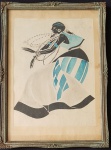 CECÍLIA MEIRELES - "BATUQUE, SAMBA E MACUMBA", TÉCNICA MISTA, DATADO 1933, MEDINDO 36 X 26 CM
