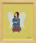DJANIRA - "Figura angelical" - Técnica mista sobre papel, assinada no canto inferior direito. Med:. 22x18cm