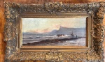 ANTONIO PARREIRAS - "baía de Guanabara", óleo sobre tela, assinada no canto inferior direito. Med.: 16x37 cm.