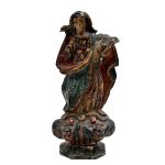 Imagem em madeira policromada representando Nossa Senhora, Minas século XIX. Altura: 19,0 cm