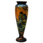 MARTY FAURÉ LIMOGES- Vaso em cobre repuxado e esmaltado, assinado na borda . Meds: 25,5 cm