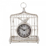 Peça ornamental decorativa de gaiola com relógio de funcionamento à pilha. Peça em ferro com efeitos envelhecidos. Medidas 35x27x16cm