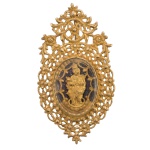 Relicário Baiano Final do século XVIII em Ouro 18k, Nossa Senhora da Conceição, Vidro. Medida 7,3x4cm. Peso: 19,2G.