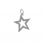 Pingente 'Estrela' em Ouro Branco 18K (Inscrição 750) com Diamante. Tamanho: aprox. 3,1 Cm. Peso Total: aprox. 1.8 Gr.