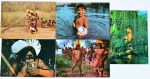 Lote composto por cinco cartões postais com temática indígena. Da série Brasil Nativo.  Med.  x cm. Marcas do tempo. No estado.