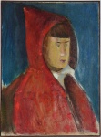 Emeric Marcier(1916, Cluj, Romênia - 1990, Paris, França) "Retrato de menino com capuz vermelho". Óleo sobre tela. Assinado. Med. 73 x 53 cm(obra); 75 x 55 cm(moldura).Coleção Rio de Janeiro/RJ.