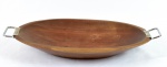 Gamela em madeira com alças em metal prateado - med. 46,0 cm x 29,5 cm