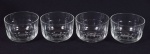 Conjunto de quatro bowls em cristal com lapidação dedão - med. 7,5 cm x 11,0 cm de diâmetro