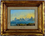 PINTOR VIAJANTE ANÔMINO - Iconografia Rio de Janeiro Século XIX, "Bota - Fogo" Aquarela circa 1830. Med. 11 x 17 cm (a obra); 24 x 30 cm (moldura). Pontos de acidez. No estado. Coleção Particular Rio de janeiro/RJ .