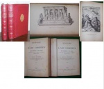 51 - Bournand, François. - Histoire de l'Art Chrétien des Origines à nos Jours. (Architecture, Sculpture, Pienture, Arts Decoratifs, Mobilier, Musique.) Par François Bournand, Paris, Bloud et Barral,s.d.(19ème). 2 volumes ricamente ilustrados.  Vol. I, 324pp ; Vol. II 396pp. Encadernação em meio couro, com ferros e douração. Med. 23x15 cm.