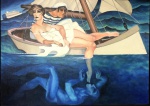 Quadro óleo s/ tela, pintura erótica, medindo: 1,01 m x 73 cm