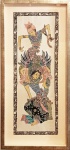 INDONÉSIA - Pintura em tecido repres. Apsaras. Quadro tipo caixa. Med. 95 x 43 cm