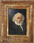 A. CARDOSO (Portugal) "Retrato", antiga pintura o.s.m., med 18 x 14 cm. Medida total: 28 x 23 cm.