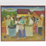 INACIO DA NEGA- " Folclore pernambucano", óleo sobre tela, 40 52 cm. Assinado no canto inferior direito. Datado de 1982.