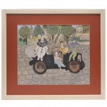 EURIDYCE- "Circenses", nanquim aquarelado medindo 50 x 60 cm. Assinado no canto inferior direito. Datado de 1966. Moldura medindo  77 x 88 cm